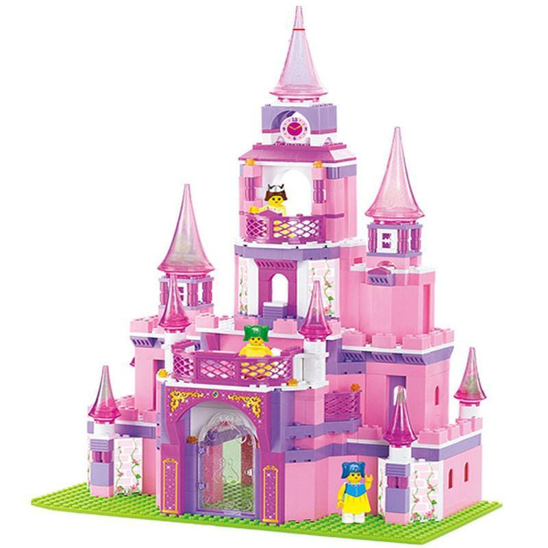 小鲁班积木 粉色梦想公主城堡 儿童拼装益智玩