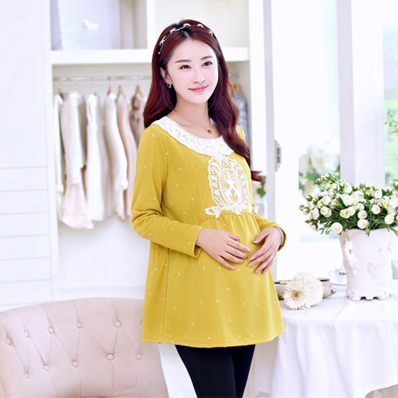 时尚孕妇装韩版秋装长款孕妇裙打底衫 经典蕾