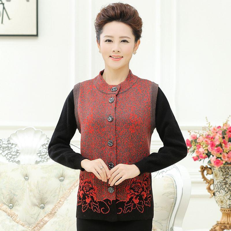 容胜 中老年女装秋装马甲<em>女</em> <em>中年</em>毛衣<em>羊毛开衫</em>