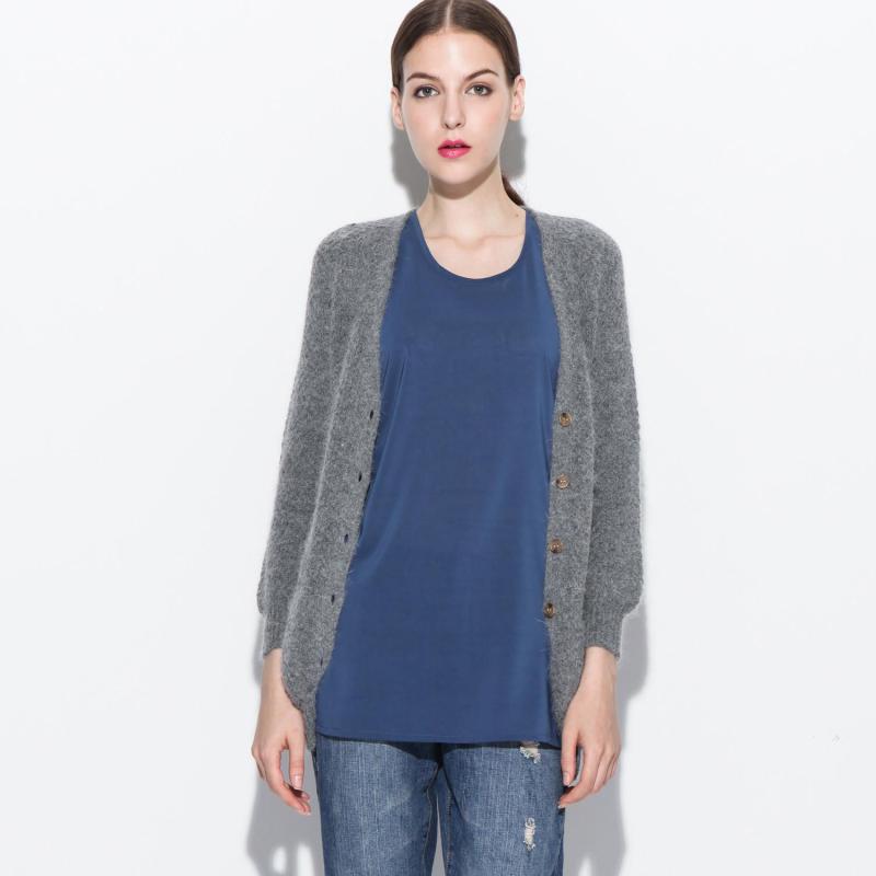 茉2014秋冬长<em>开衫</em> 兔毛长款百搭<em>毛开衫 外搭</em>开