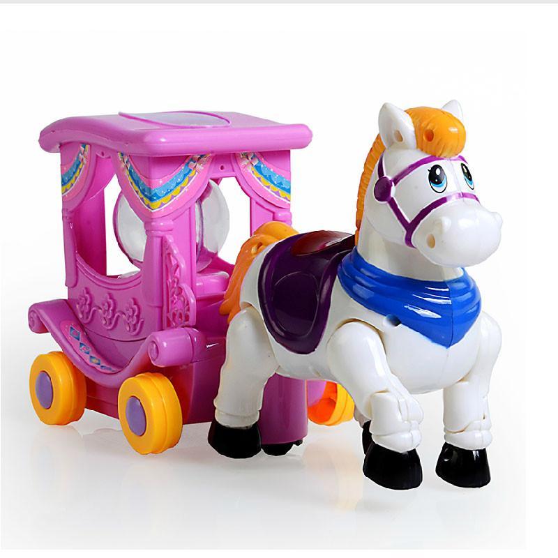 【腾飞玩具】音乐卡通转弯马车女孩电动玩具 
