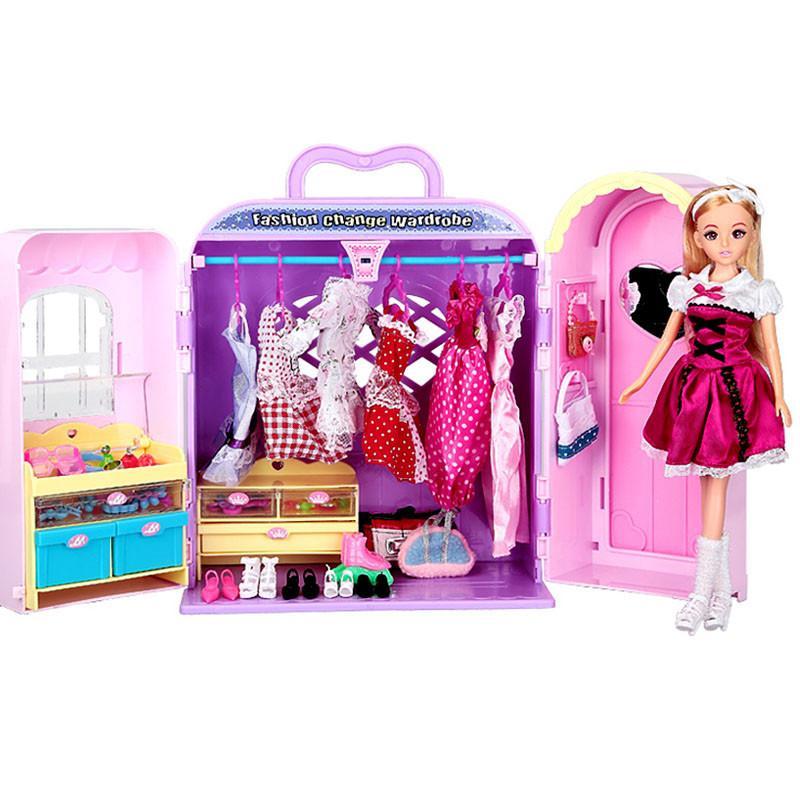 【腾飞玩具】儿童玩具 梦幻衣柜橱芭比娃娃 衣