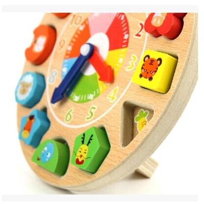 二生肖积木时钟 宝宝认识数字形状配对玩具 适