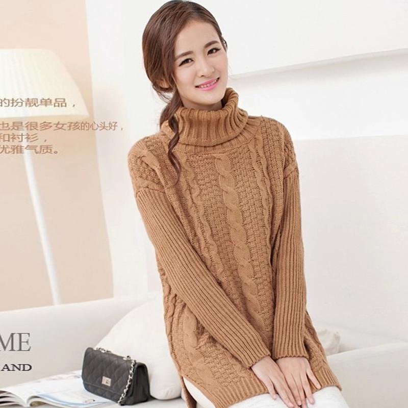 2014秋冬<em>欧洲站</em>新款中<em>长款毛衣</em>女<em>套头</em>高领宽