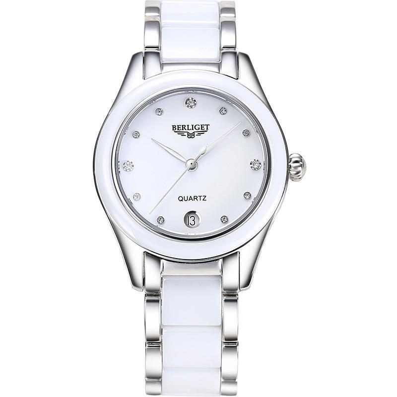 【欧梭瑞表】BERLIGET宝丽爵正品瑞士手表 女士手表精钢陶瓷女士手表 女表 时尚防水石英手表 钢陶白面【报价、价格、评测、参数】_【欧梭瑞表】手表-苏宁易购