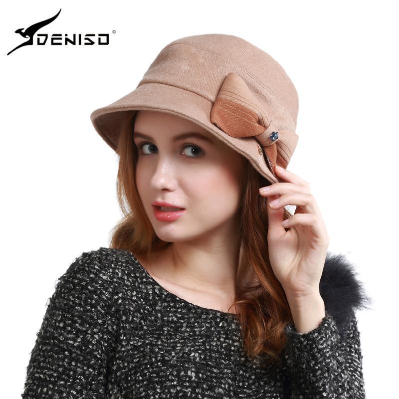 【DENISO】deniso帽子女秋冬帽子时装毛呢帽