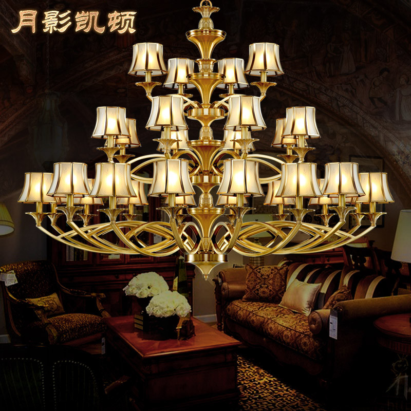 月影凯顿铜灯全铜灯工程灯 酒店大堂灯 别墅吊灯 复式楼客厅大吊灯 欧式别墅灯【报价、价格、评测、参数】_吊灯_苏宁易购