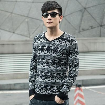 <em>2014秋冬新款男毛衣</em>针织衫 动物图案薄线衣 韩