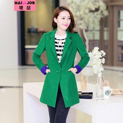 Mailljor 2014新款撞色拼接 <em>女式</em>小西装修身<em>春秋</em>