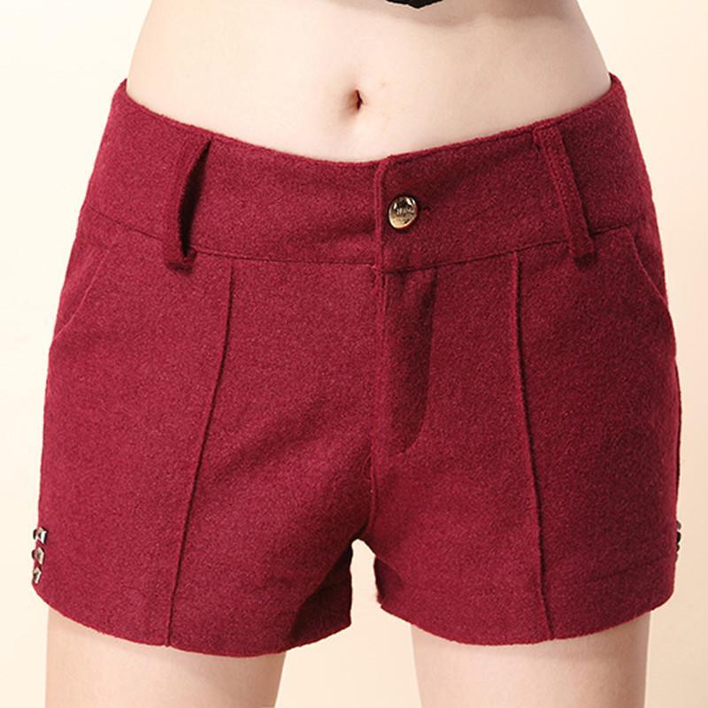 有色 <em>毛呢短裤女</em>秋冬大码女装胖人显瘦款毛呢