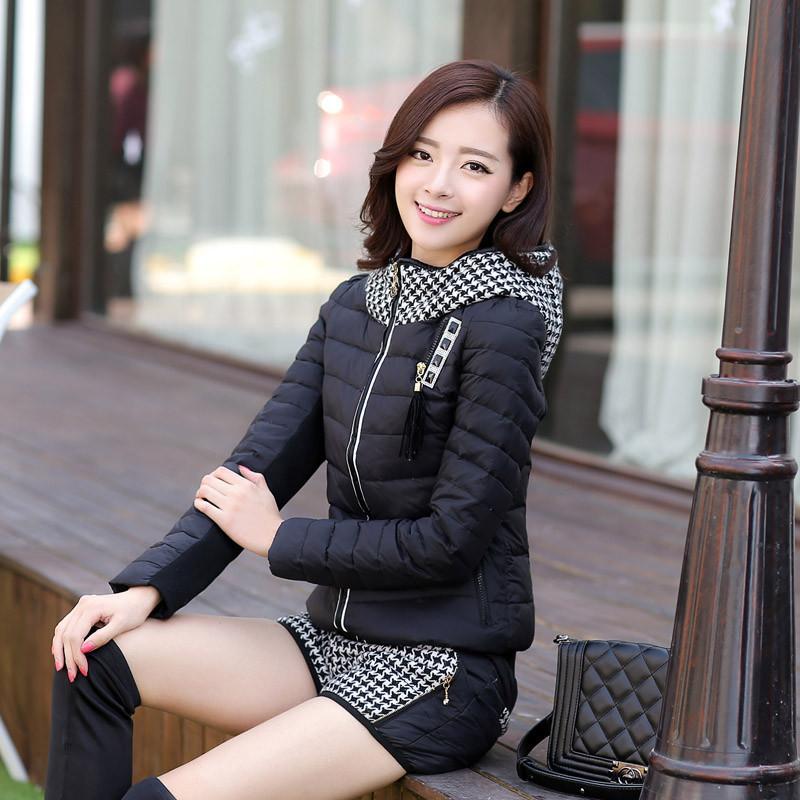 2014冬装新款<em>女装</em>长袖休闲棉衣加<em>短裤</em> <em>配</em>围巾