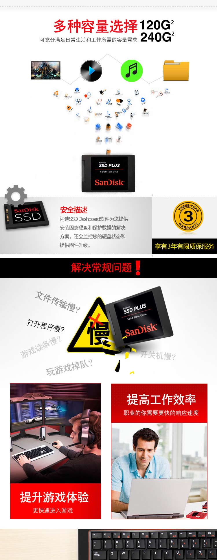 闪迪（SanDisk）加强版120G SSD固态硬盘（SDSSDA-120G）