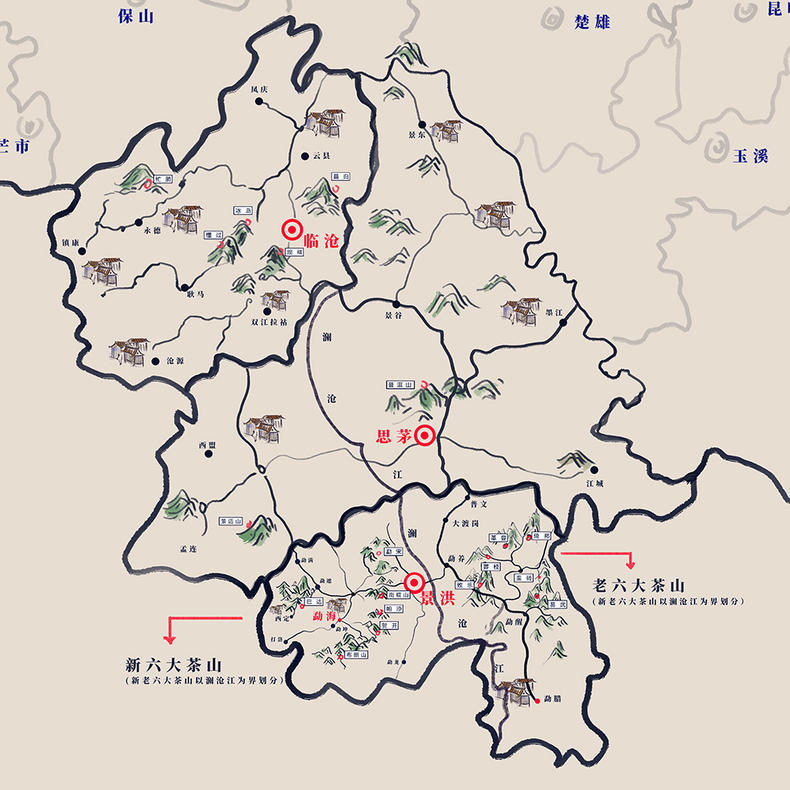 根据地域位置,我们常将普洱茶产区大致分为临沧产区,普洱市(原思茅)