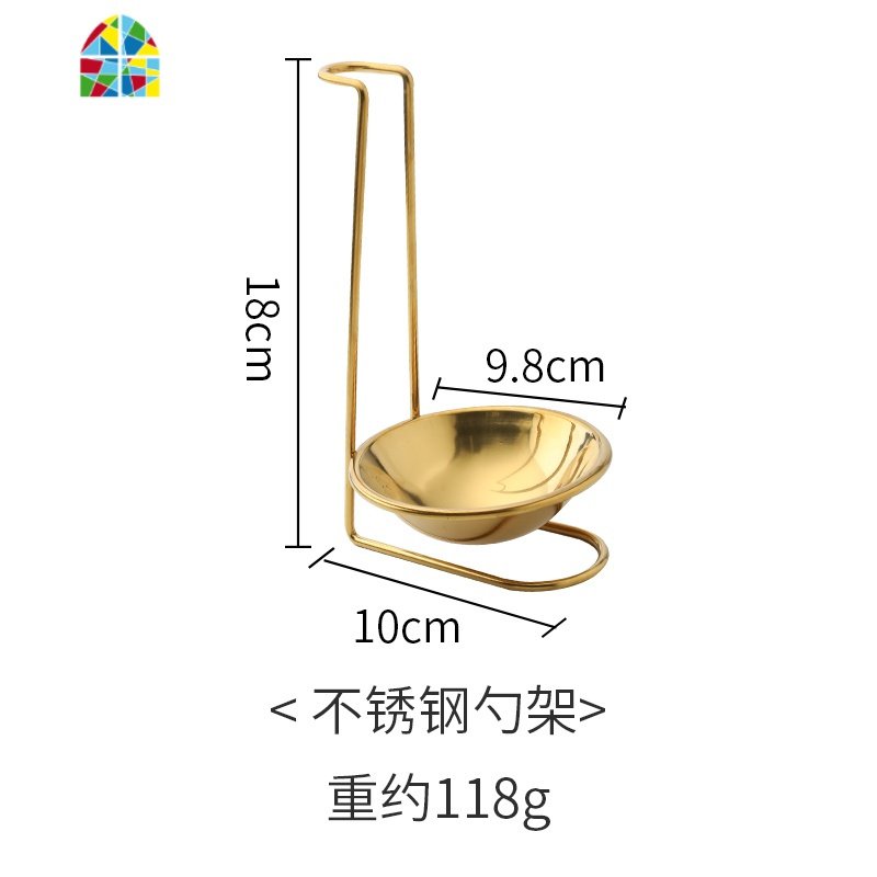 厨房烘焙工具金色不锈钢打蛋器刮丝器筛粉杯晾网分菜勺量面融化锅 FENGHOU 不锈钢勺架