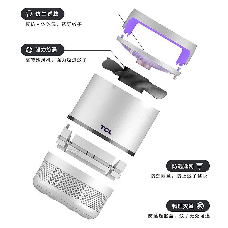 家用灭蚊灯室内驱蚊器卧室插电物理抓蚊子神器静音捕蚊吸蚊灯 三维工匠 1台【大号版】+诱蚊剂_920