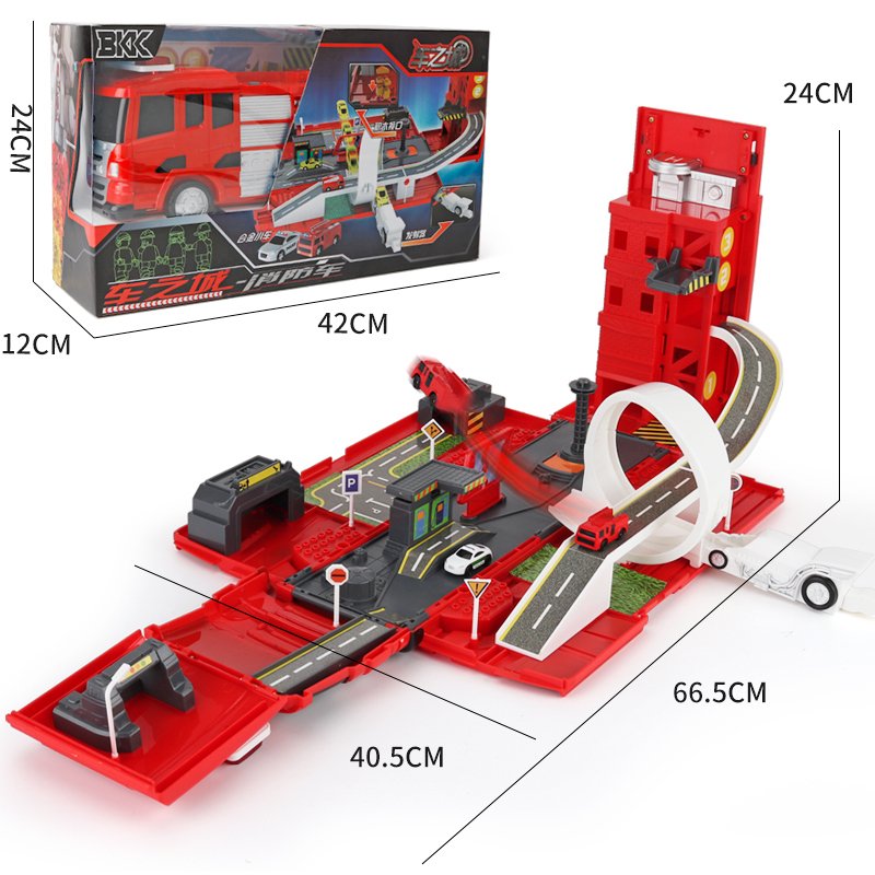 儿童汽车玩具3-7周岁以上男童女童4-5-6到8幼儿园小孩子9模型 可弹射变形消防停车场-豪华配10合金车【送路_43