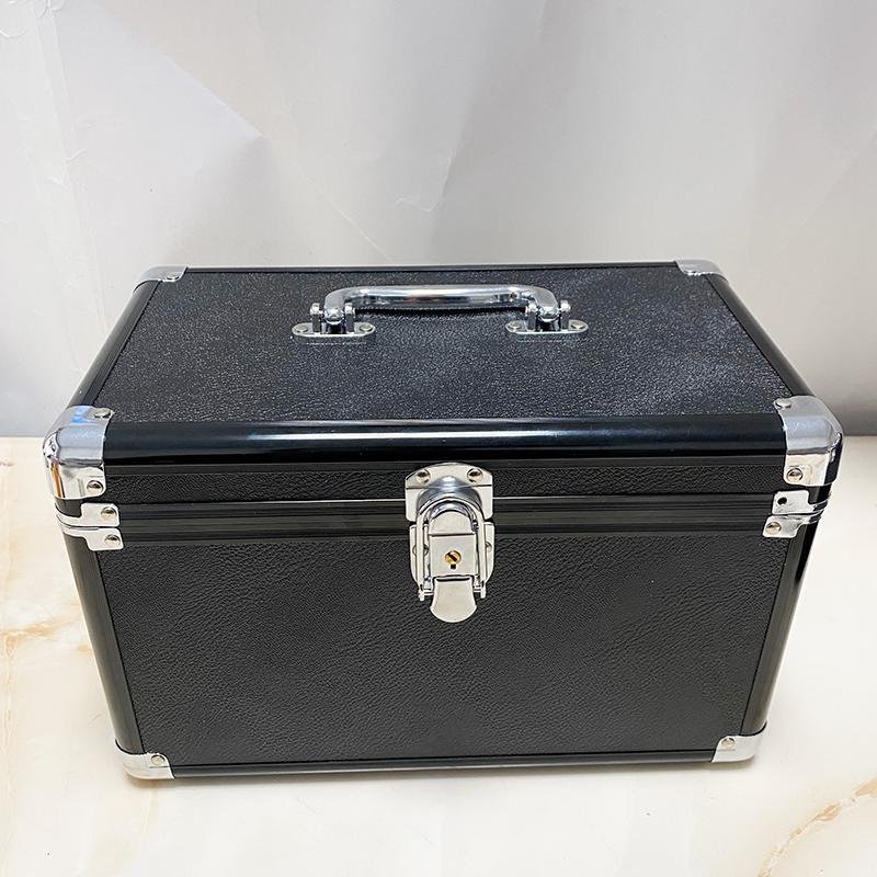 技师工具箱铝合金化妆箱闪电客收纳盒大号手提箱 大号30*18*19厘米圆角纯黑防水_814