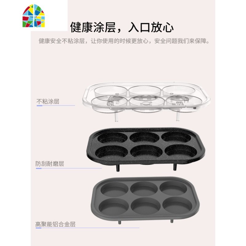 煎鸡蛋汉堡机不粘平底锅家用煎锅早餐蛋饺煎饼锅模具多孔煎蛋神器 FENGHOU 麦饭石粉