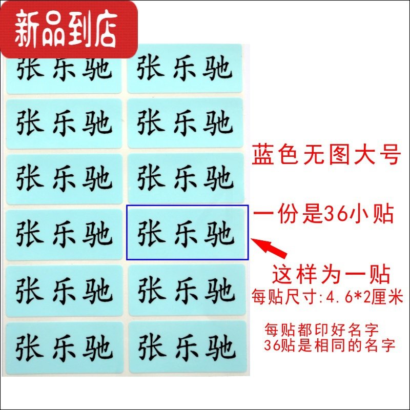 真智力名字贴名字条防水耐磨贴纸 水杯文具贴 书本银色幼儿园姓名贴大号 蓝色 蓝色无图大号