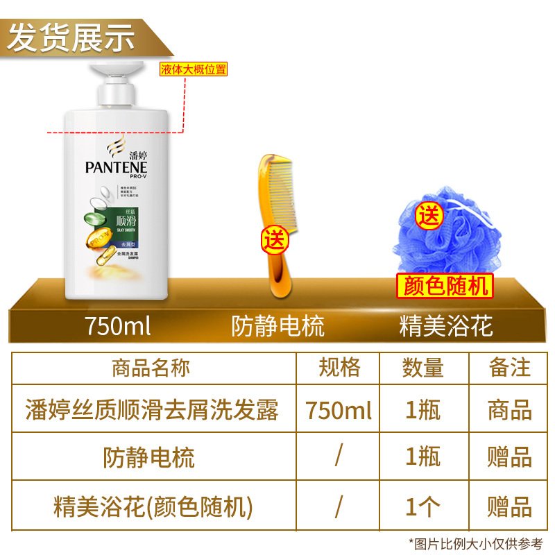 潘婷丝质顺滑去屑洗发水洗发露750mL
