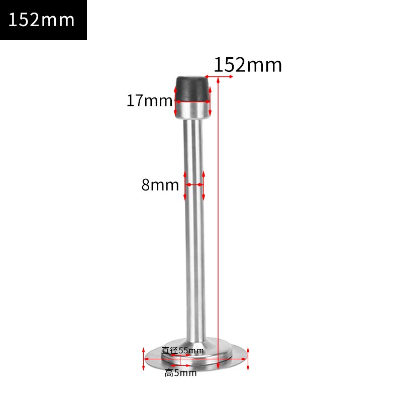 免打孔闪电客防撞挡碰卫生间加长不锈钢阻器顶后橡胶碰 【免打孔门顶】高152MM 拉丝不锈钢_689