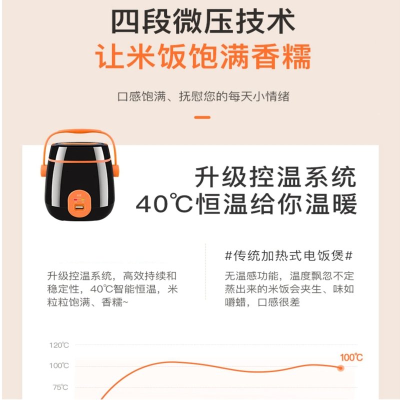 纳丽雅电饭锅机械式1.2升学生宿舍家用小型电饭煲煮粥煲汤1-2人_1.2L红标配送量杯饭勺(tBd)