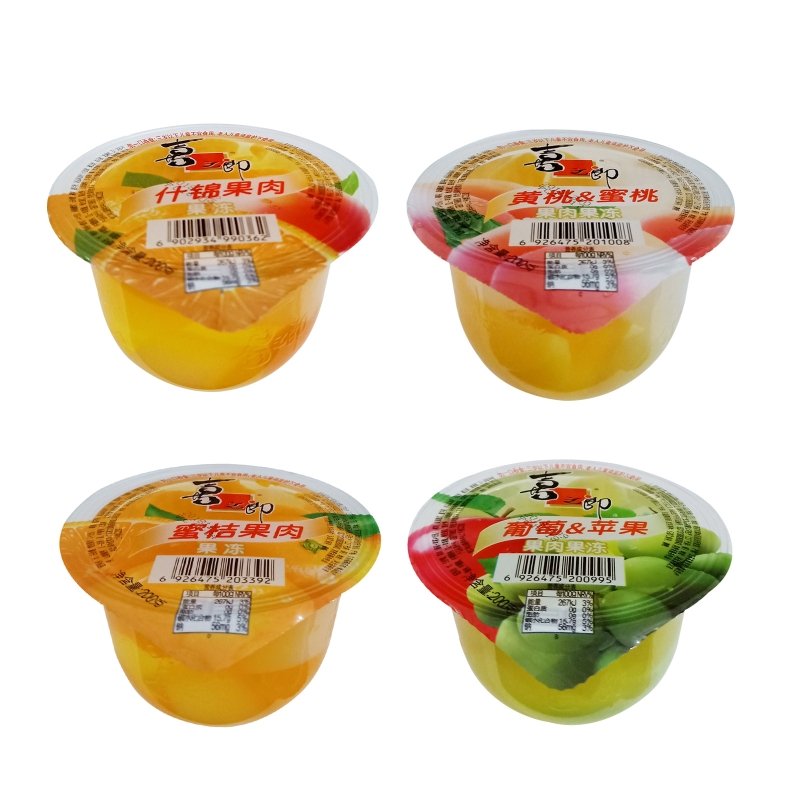 喜之郎果冻杯装什锦/蜜桔/黄桃/葡萄果肉果冻布丁一箱装200g*24杯休闲零食品