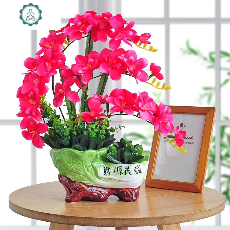 红掌仿真植物假花仿真花绿植花卉家居装饰品塑料花客厅摆件假盆栽 封后 新白菜苍兰红色套装