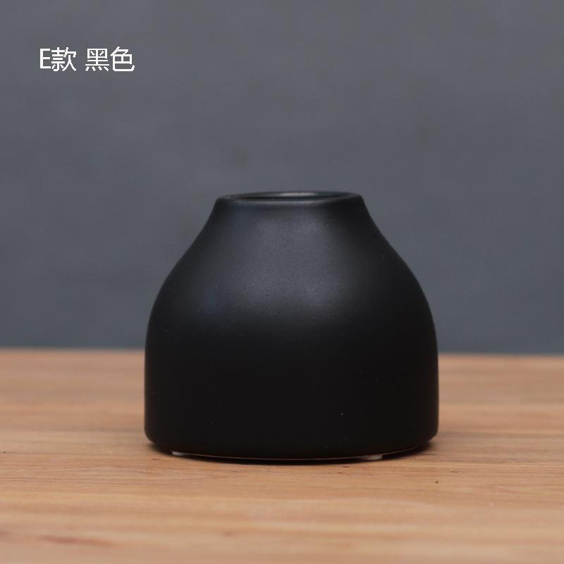 特价中式黑白色简约陶瓷小花瓶家居装饰品摆件日式极简花插收纳袋 三维工匠 D款黑色_224_479