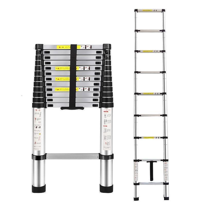 加厚铝合金多功能阁楼伸缩梯子便携竹节家用折叠升降梯工程梯一字 三维工匠 3.2米单面伸缩梯_775