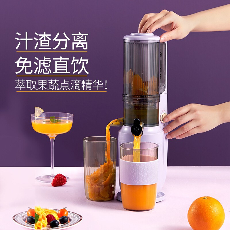 大宇(DAEWOO)原汁机榨汁机家用渣汁分离水果打炸果汁机果蔬多功能鲜炸料理机全自动小型搅拌机杯 双杯紫色