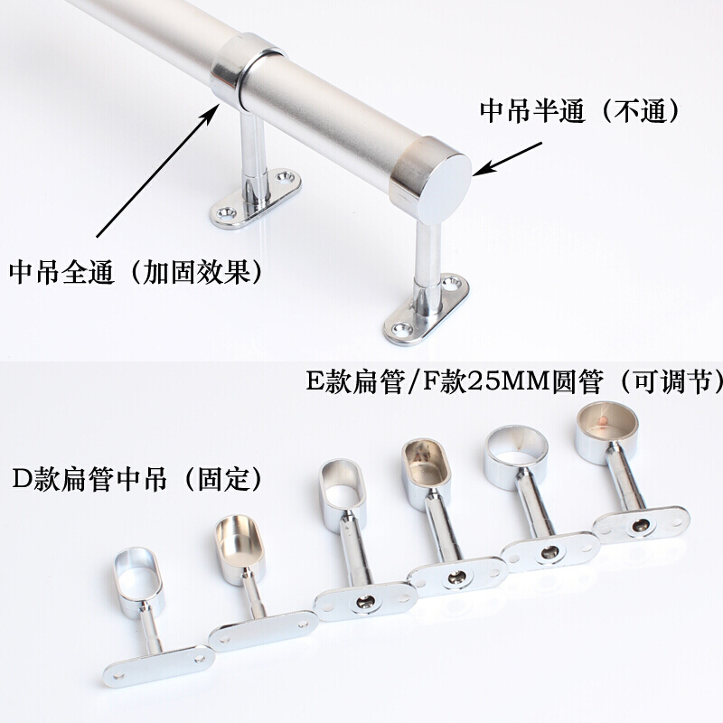 衣柜挂衣杆五金配件法兰座不锈钢管座衣通托挂钩底座架圆管侧装顶 H不锈钢19底座_176