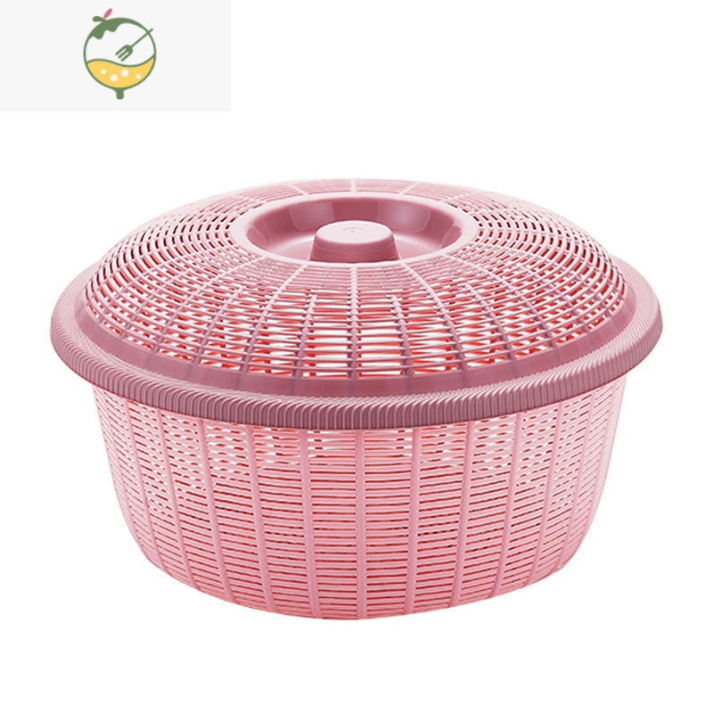 YICHENG带盖馒头筐厨房洗菜篮镂空水果盆沥水篮家用塑料洗水果篮大号果盘 小号-蓝色-方