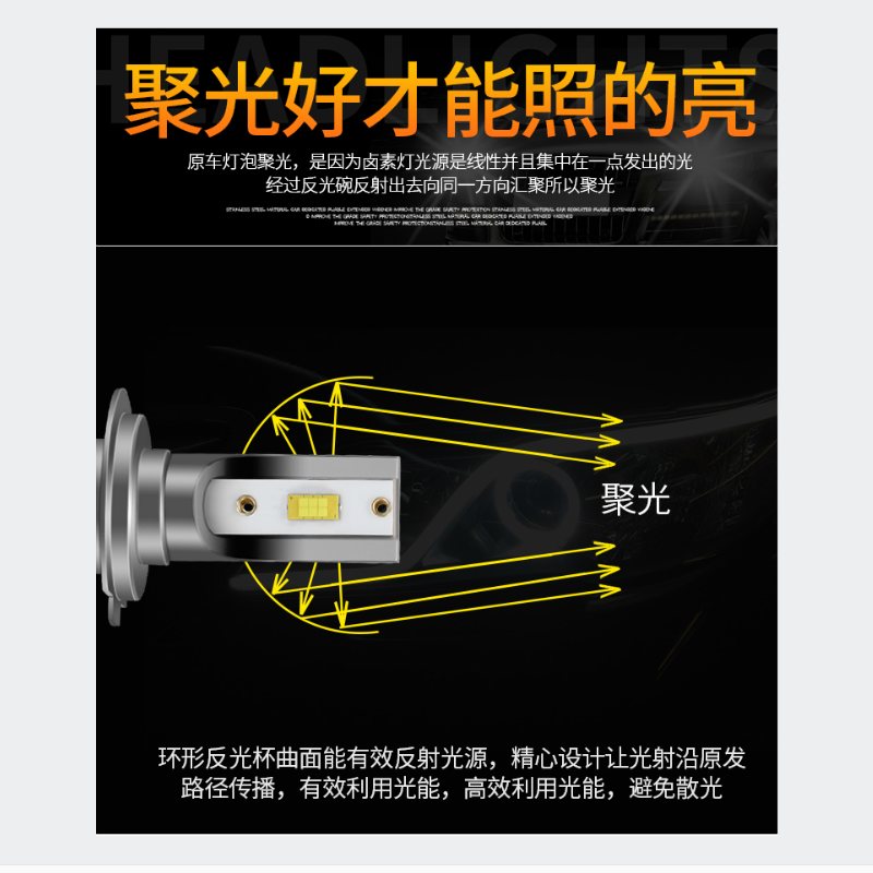 汽车LED大灯H7/H4/H1/H9/H11/9005/9012高亮6000k前照灯汽车远近光灯泡 H7【升级版_596