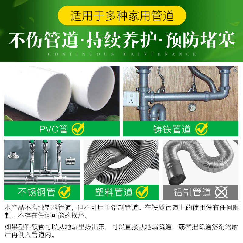 厨房通下水道管道疏通剂厕所强力溶解毛发除臭堵塞水泥神器_2