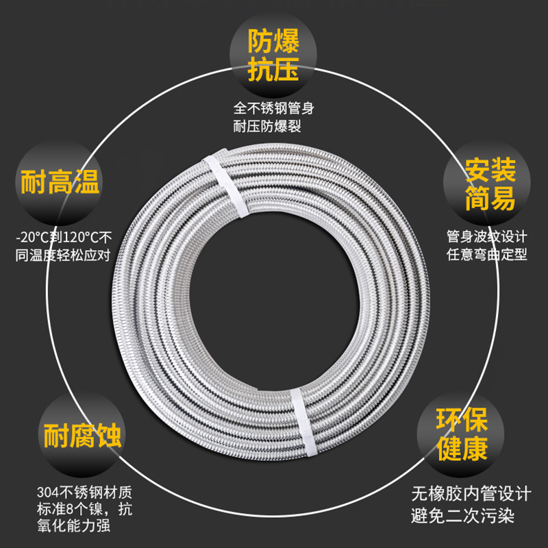 加厚波纹管闪电客4分6分1寸金属软管热水器连接冷热进水管 4分50米特厚赠304螺帽垫片卡簧各100个工具一套