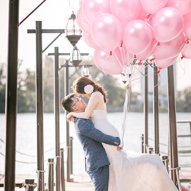 婚礼婚房布置装饰婚庆圆形气球拱结婚用品儿童生日派对珠光气球 紫色_2.2克气球/约100个