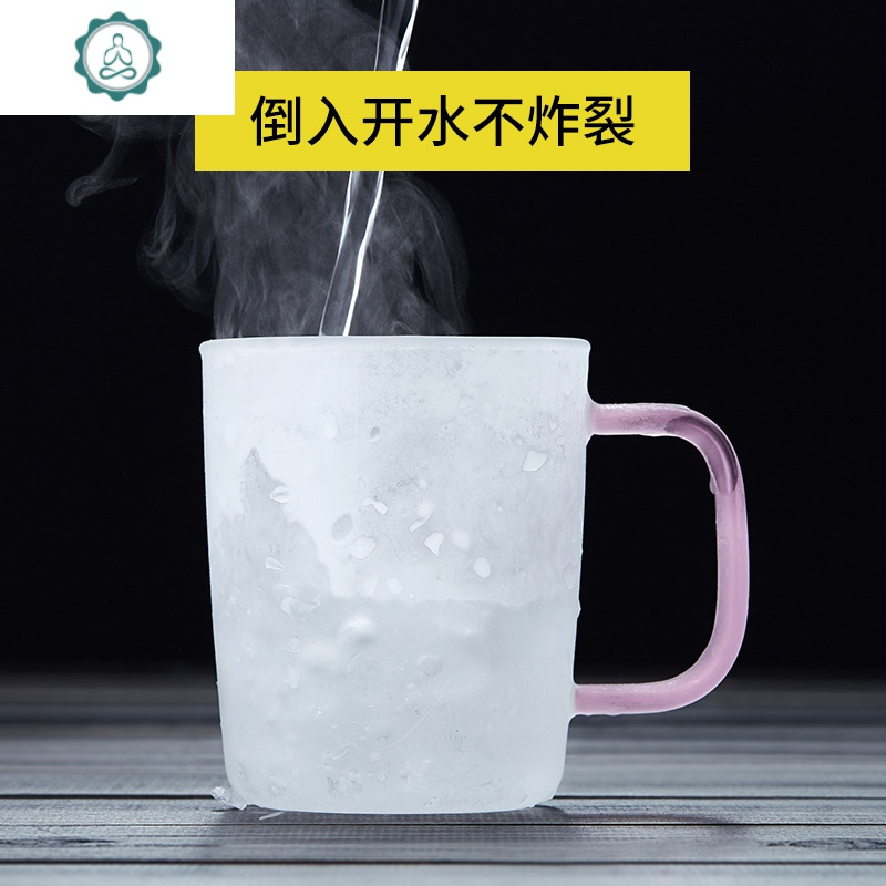 玻璃茶杯带把家用喝水杯透明耐热办公室加厚泡茶杯花茶杯子 封后 350ML黄把