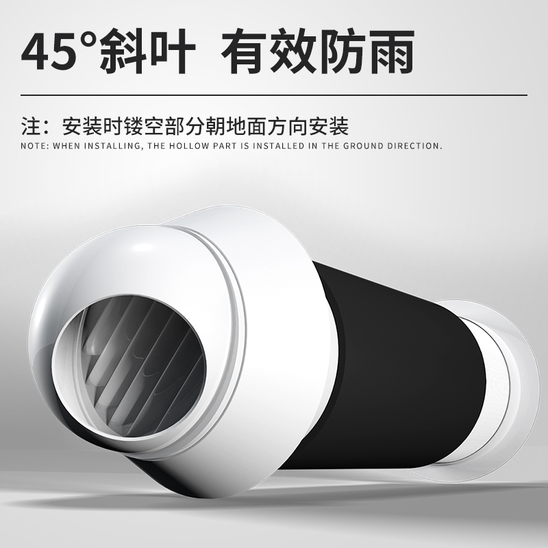闪电客ABS穿墙风帽一体式油烟机外墙排风口通风罩出风口穿墙风帽防风罩 老款Ø110mm带过滤网(开墙口135mm)
