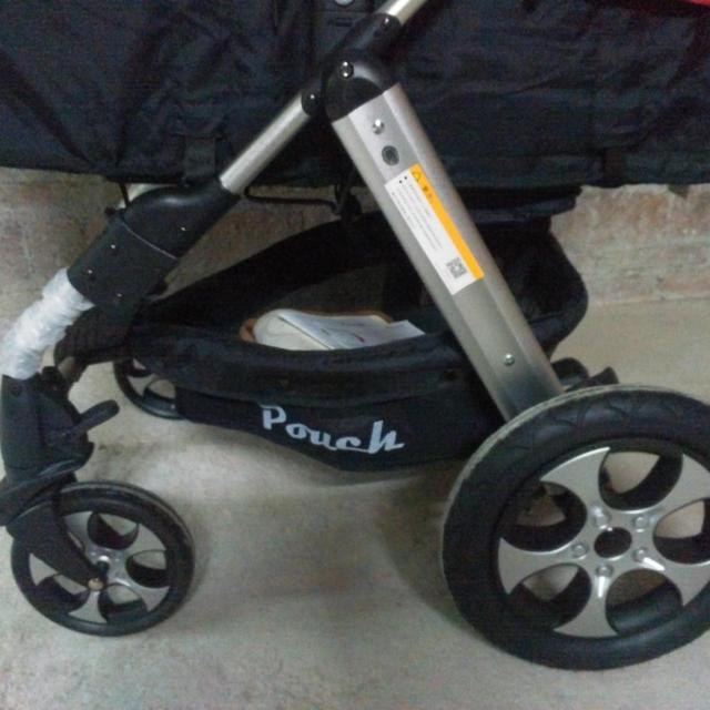 pouch可平躺双向避震充气轮婴儿推车p680尊享版 红