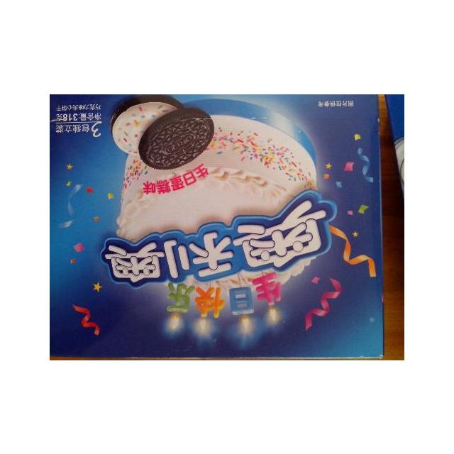 奥利奥夹心饼干生日蛋糕味318g盒家庭装