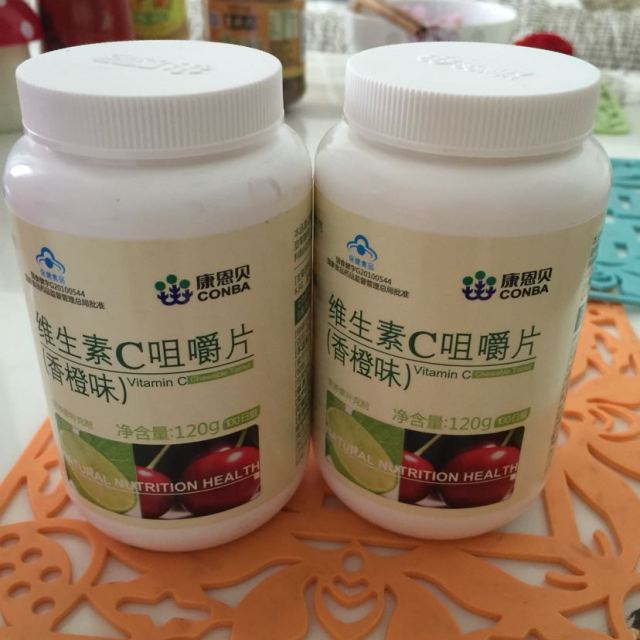 > 康恩贝 维生素c咀嚼片 维生素c 维c vc 香橙味100片*2瓶商品评价 >