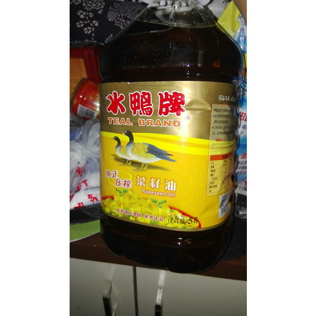 水鸭纯正压榨菜籽油5l/桶 非转基因食用油 物理压榨 放心粮油 粮农