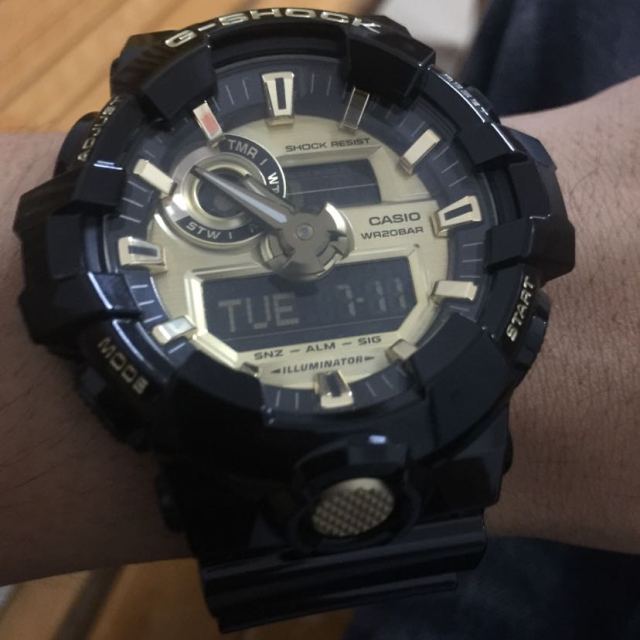 卡西欧(casio)手表男 g-shock 运动黑金防水防震防摔个性时尚百搭男士