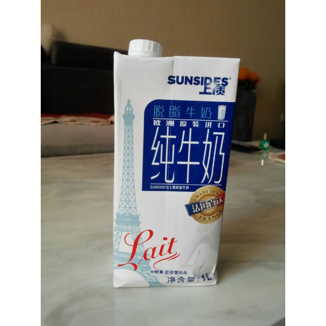 sunsides 上质脱脂纯牛奶1l*12(法国原装进口)