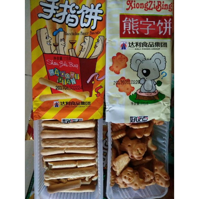 食品保健/酒水饮料 休闲食品 饼干 达利园 好吃点手指饼115g*5 熊字饼