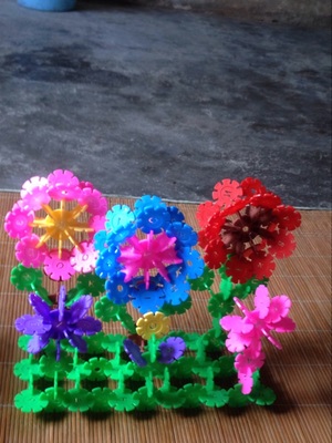 摩彩mocai 雪花片中大号收纳箱装加厚儿童益智拼插积木插片幼儿园玩具