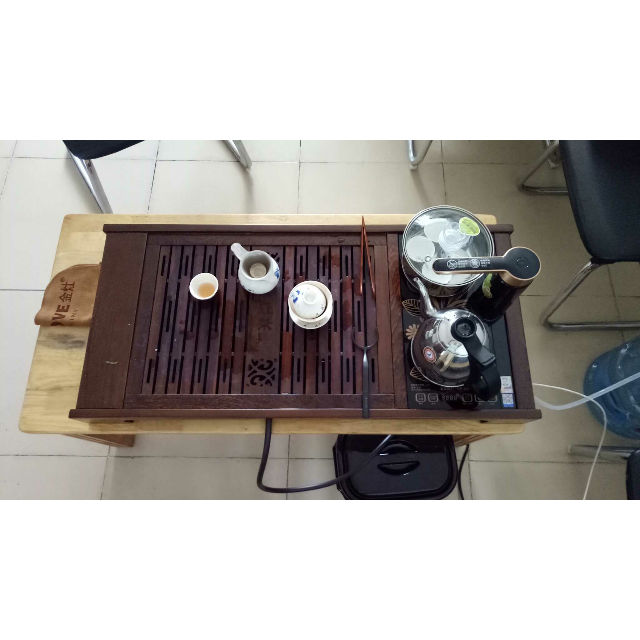 > kamjove/金灶r-350a鸡翅木实木茶盘木雕泡茶机搭配全智能k9茶具套装