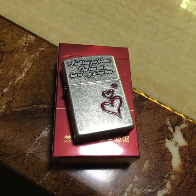 美国原装正版 zippo打火机古银蓝心红心 爱情和你一起 永恒的爱 正品