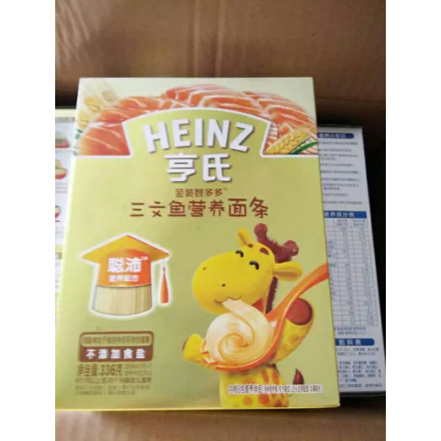 亨氏heinz 宝宝面条 金装智多多三文鱼营养面条336g 6个月以上至36个